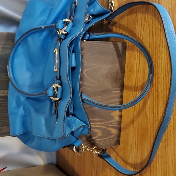 Michael Kors Hamilton Turquoise Blue Leather Bag with Chains. Perfect for season - Picture 15 of 16